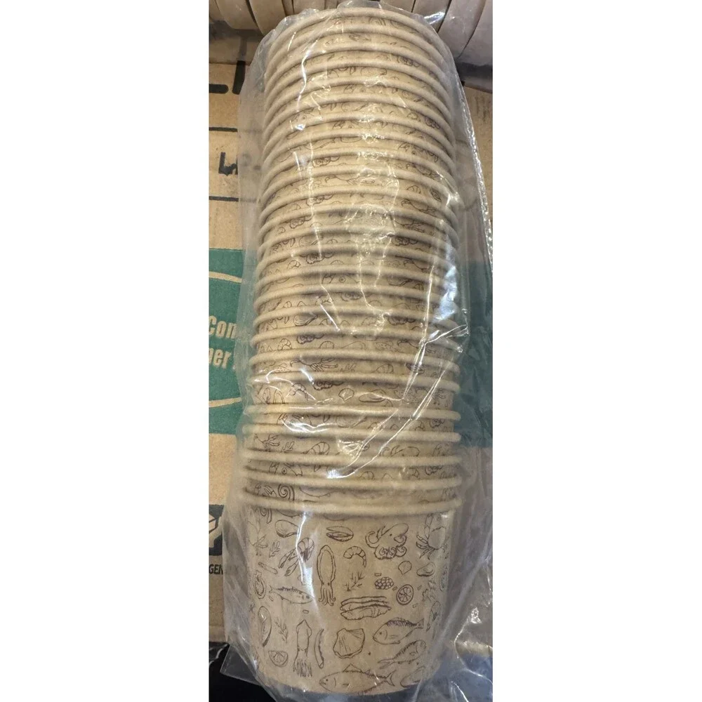New Lit Pak 8 oz Kraft Paper Containers & Venter Lids 50 pack